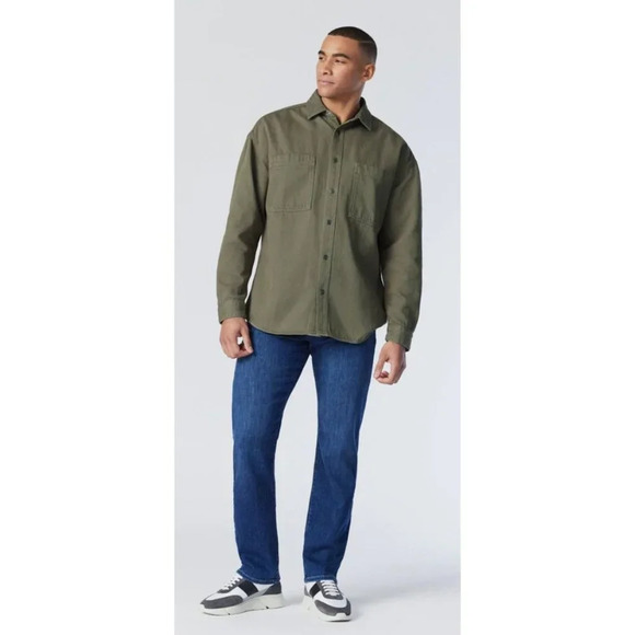 Old Navy Mens Long Sleeve Button Down Regular Fit Denim Shirt Army Green Sz XXL - Picture 1 of 12